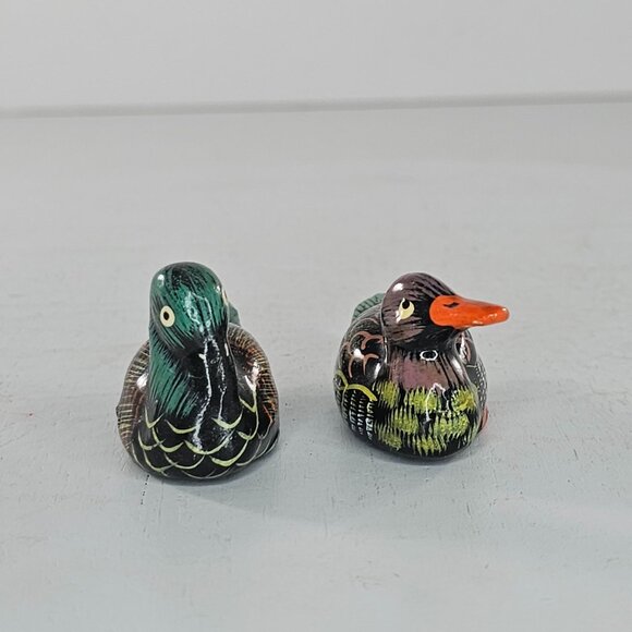 Vintage Hand-Painted Miniature Ceramic Duck Figurines - Set Of 2 - Picture 3 of 8